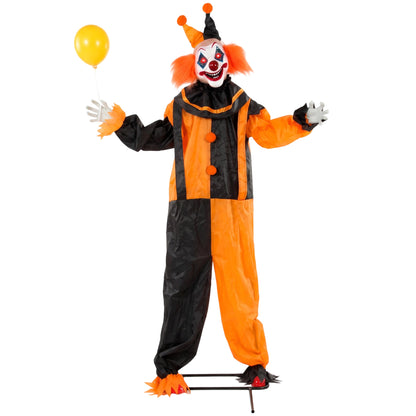 190cm Life Size Animated Clown Halloween Decoration, Scary Halloween Animatronics Decor with Sound Touch Activated