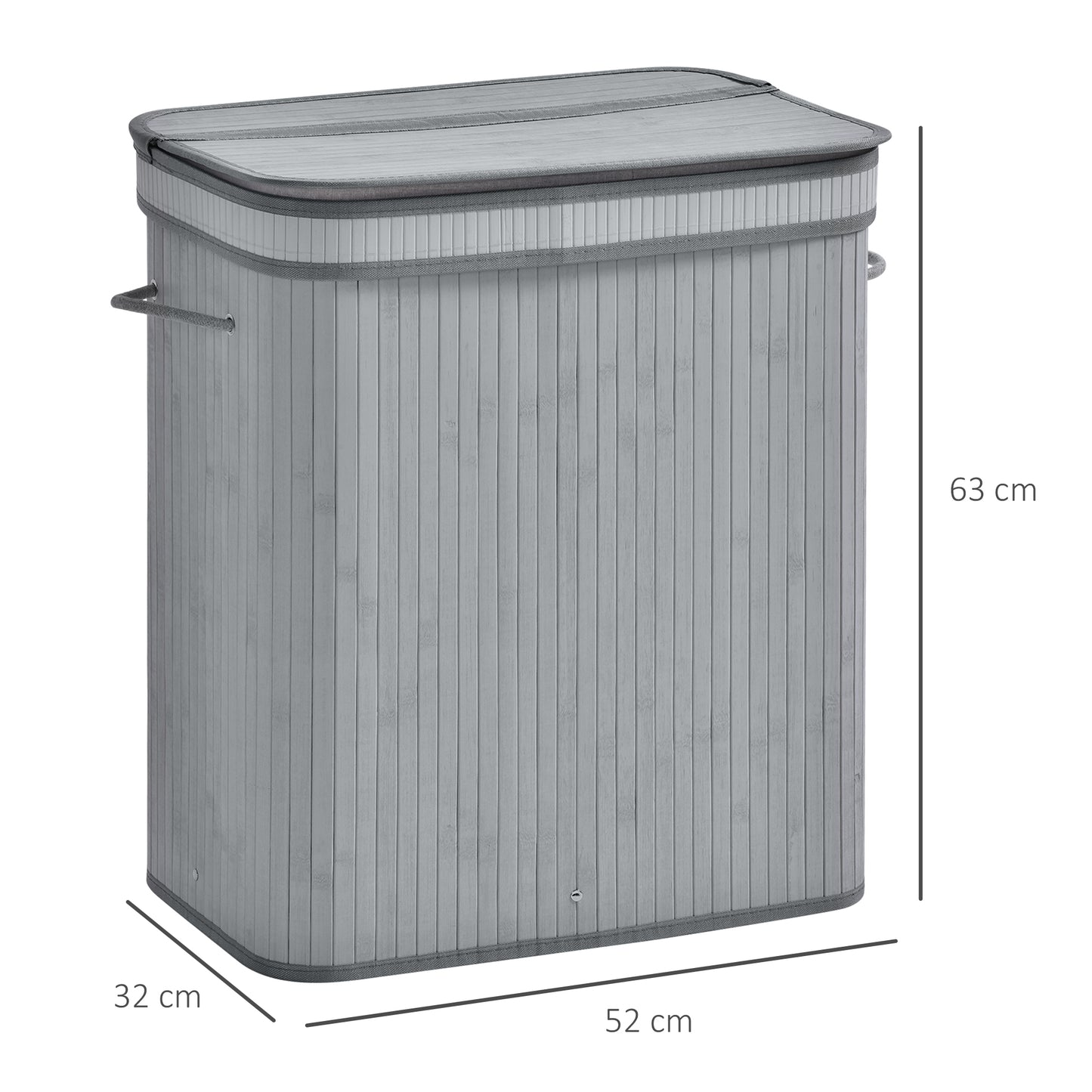 100L Natural Wood Laundry Basket A Compartment w/Flip Lid Removable Lining Handles Board Base Foldable Durable Water-Resistan