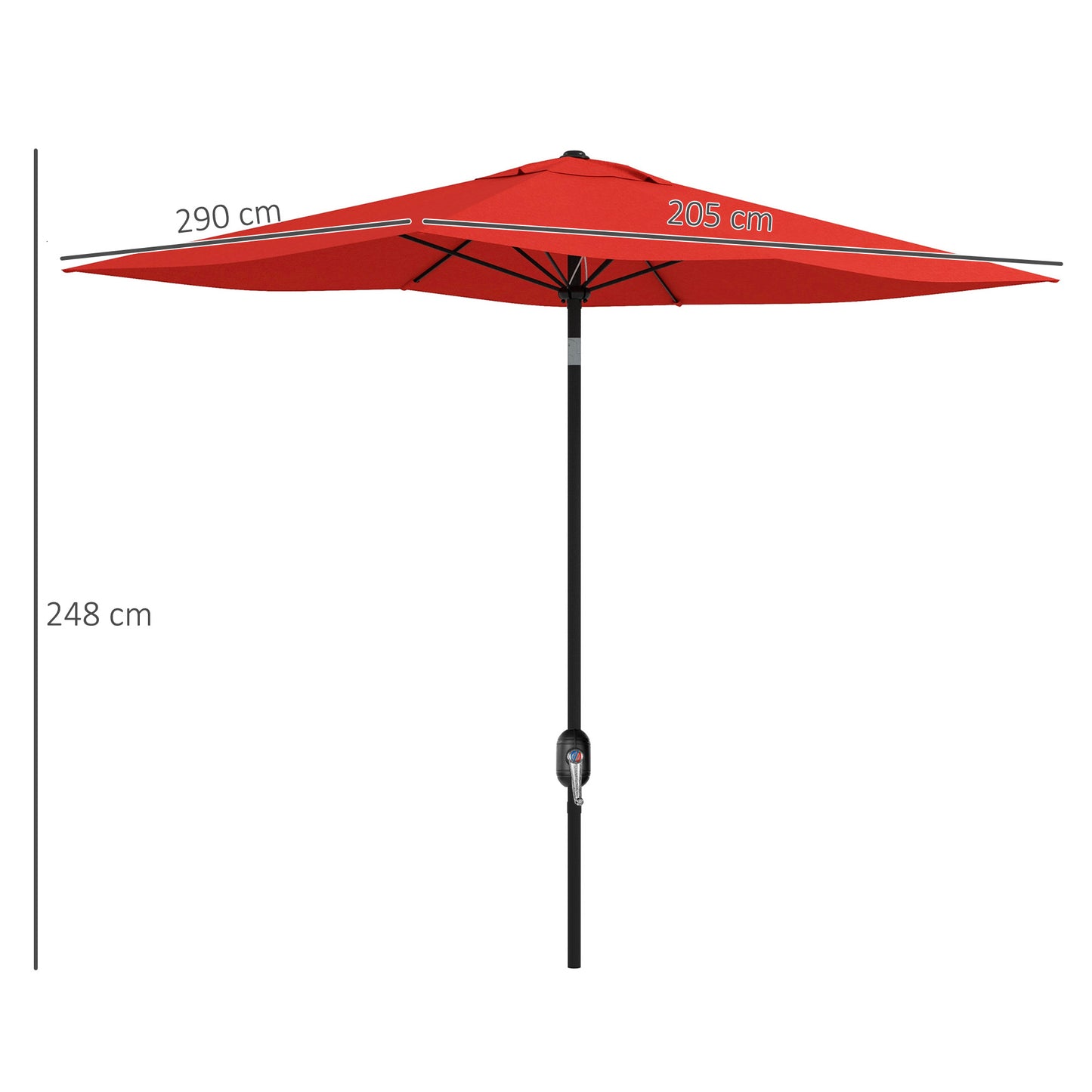 2 x 3 m Rectangular Parasol Umbrella - Red