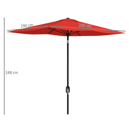 2 x 3 m Rectangular Parasol Umbrella - Red