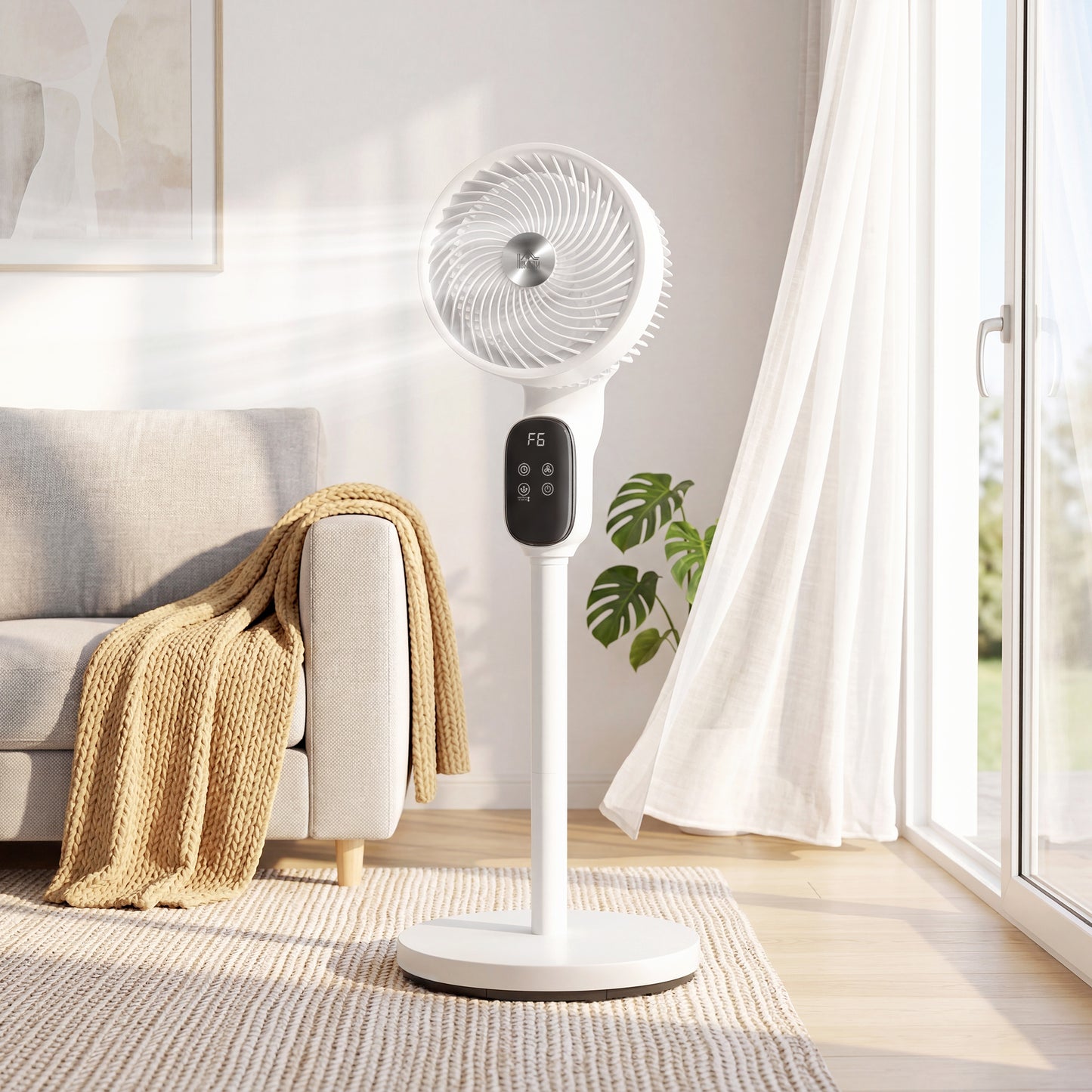 20 dB Silent Standing Fan for Bedroom, 39in Pedestal Fan with Remote, Oscillating, 8 Speeds, Adjustable Height, White