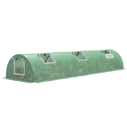 Mini Greenhouse, Portable Tunnel Green House, Green Grow House Steel Frame with 5 Mesh Windows, 3 M, Green
