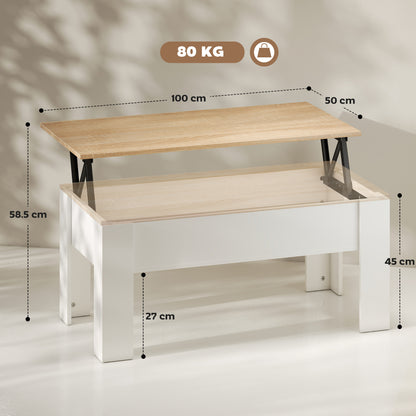 Lift Top Coffee Table with Hidden Storage Compartment, Lift Tabletop Pop-Up Center Table for Living Room