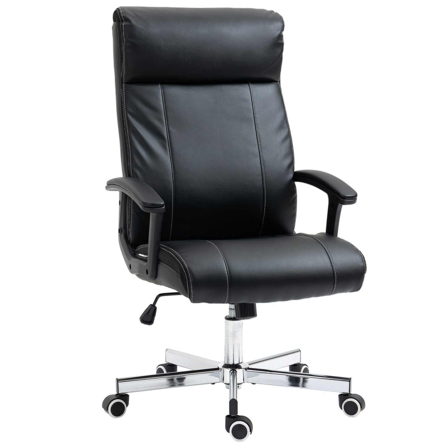 Massage Office Chair, PU Desk Chair with 6 Point Massage, High Back Computer Chair with Metal Legs, Thick Seat