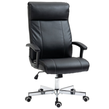 Massage Office Chair, PU Desk Chair with 6 Point Massage, High Back Computer Chair with Metal Legs, Thick Seat