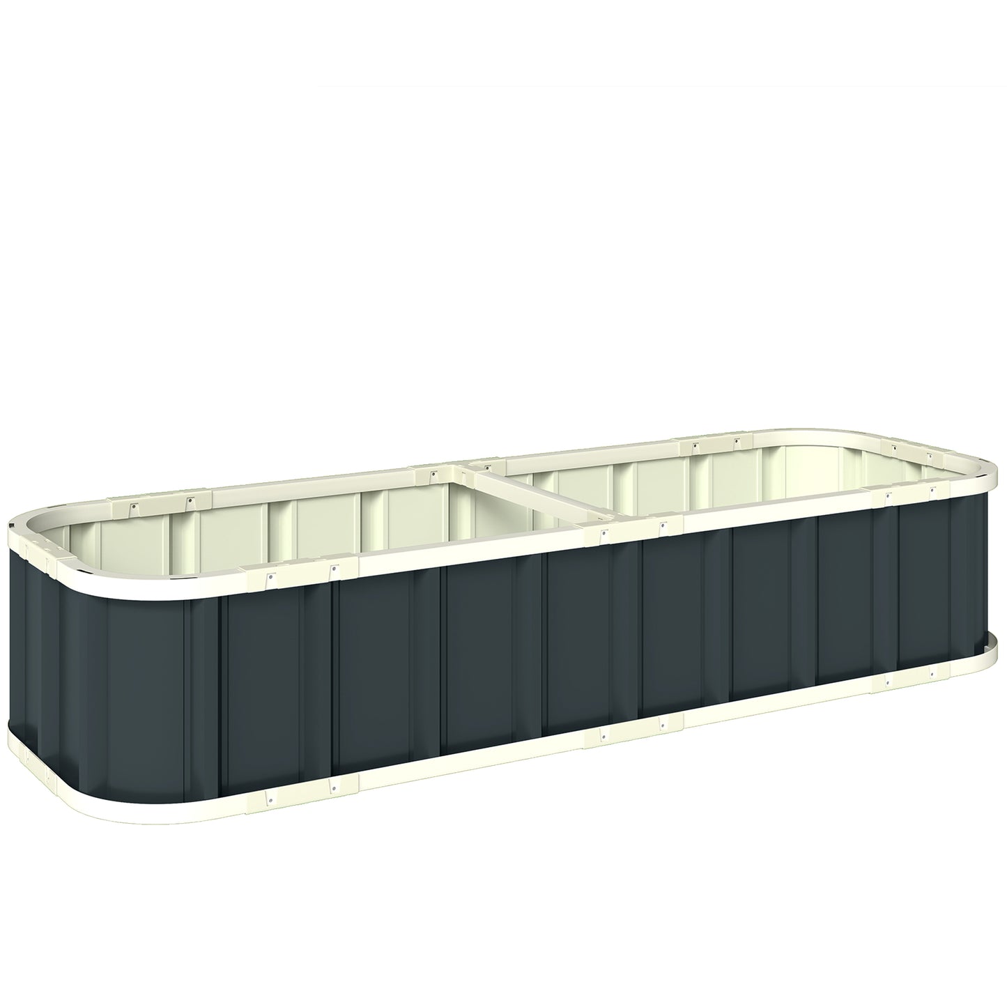 Galvanised Raised Garden Bed, 5 x 2 x 1 ft Metal Planter with Gloves and Folded Edging, Dark Grey