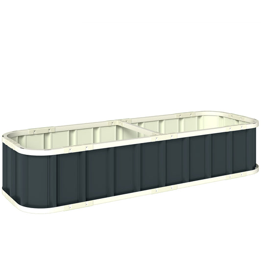 Galvanised Raised Garden Bed, 5 x 2 x 1 ft Metal Planter with Gloves and Folded Edging, Dark Grey