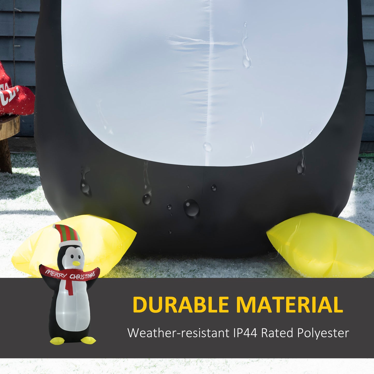 8ft Inflatable Penguin & Christmas Banner Decoration Indoor Outdoor Weather-Resistant Shell Fun Cute