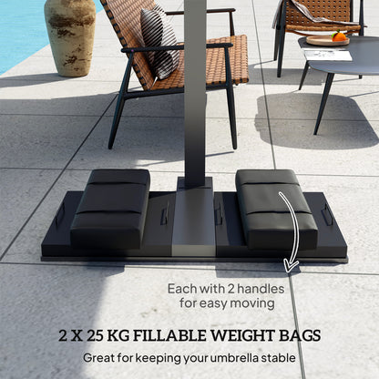 Parasol Weights Set of 2, Parasol Base Weights Bags, 25kg Fillable Sandbag Weights with Handles
