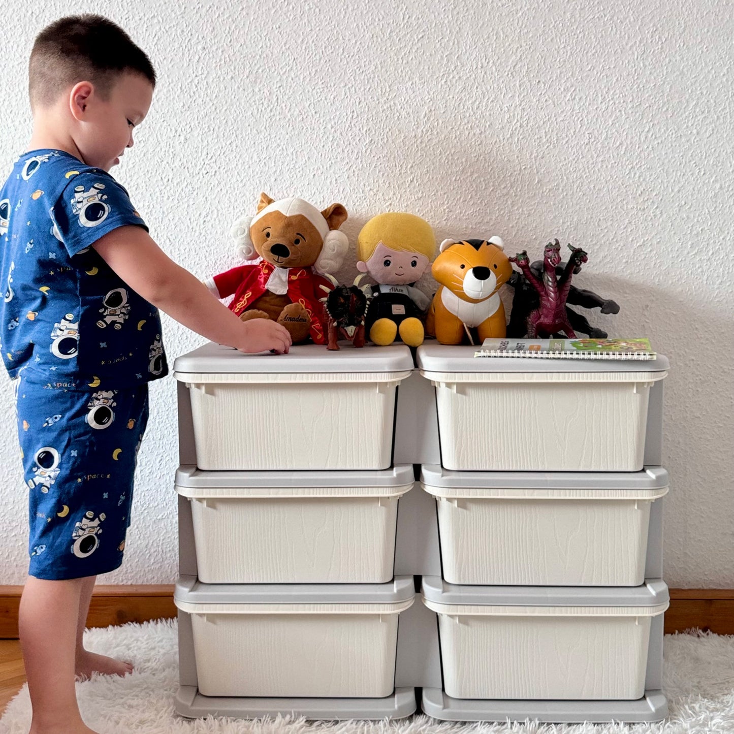 Kids Storage Unit, with Six Drawers - Cream