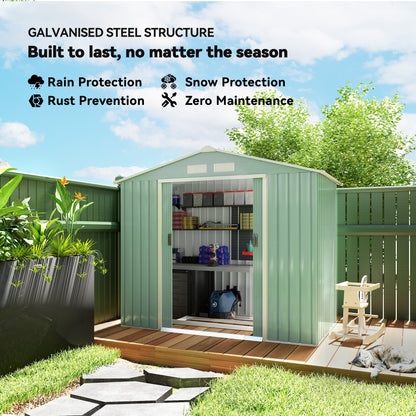 7 x 4ft Metal Garden Shed, Outdoor Storage Tool House with Ventilation Slots, Foundation Kit and Lockable Double Doors