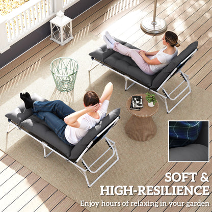 Set of Two 190 x 56cm Sun Lounger Cushions - Dark Grey
