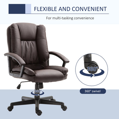 Office Chair, Computer Desk Chair, PU Leather Mid Back Executive Chair with Adjustable Height and Swivel Rolling Wheels for H