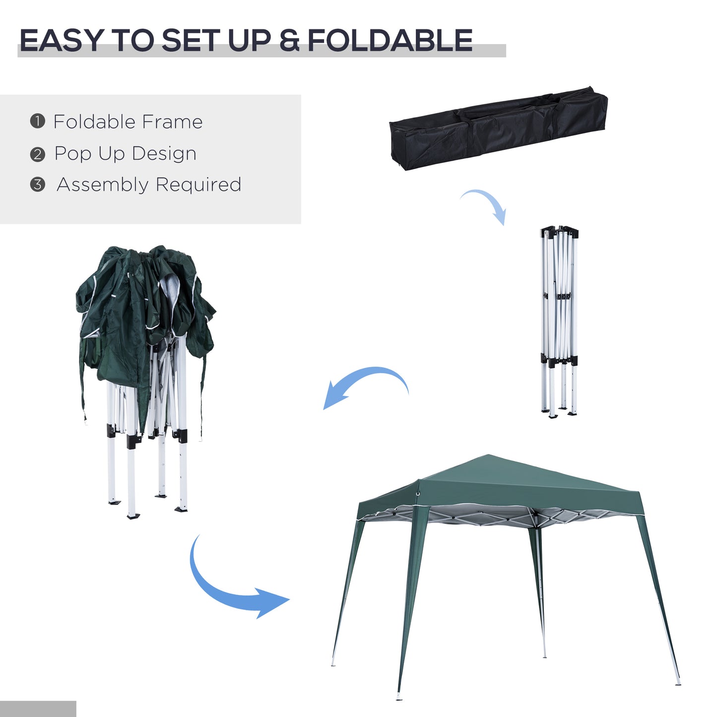 3 M x 3 M Base/ 2.5 M x 2.5 M Top Pop Up Gazebo with Carry Bag
