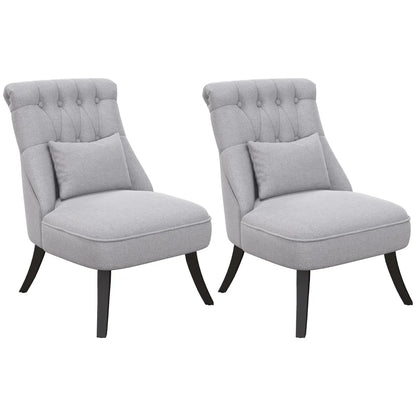 Fabric Upholstered Single Tub Chair with Pillow - Set of 2