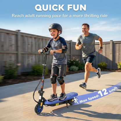 Foldable Electric Scooter, with LED Lights, for Ages 7-14 Years, Blue