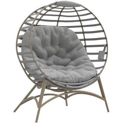 Egg Chair with Cushion & Side Pocket - Light Grey