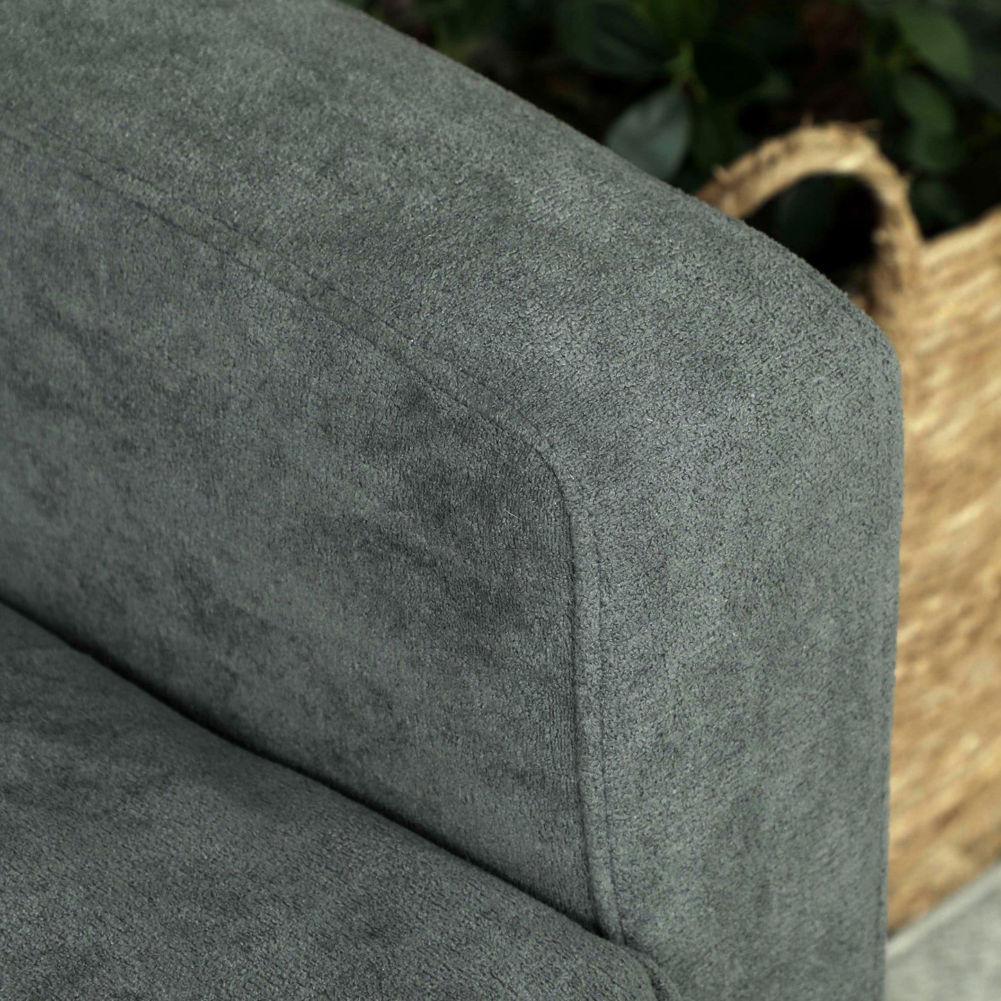 Two-Seater Velvet-Feel Sofa - Grey