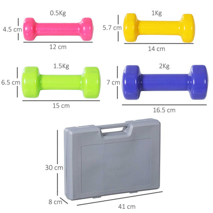 10KG Dumbbells Set with Carry Case, Hand Weights for Women and Men Home Gym Weight Lifting Training, Red, Yellow, Green