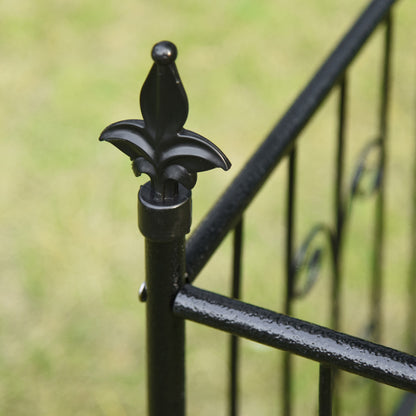 Metal Garden Arbor Arch with Double Doors, 2 Side Planter Baskets, Climbing Vine Frame, Black