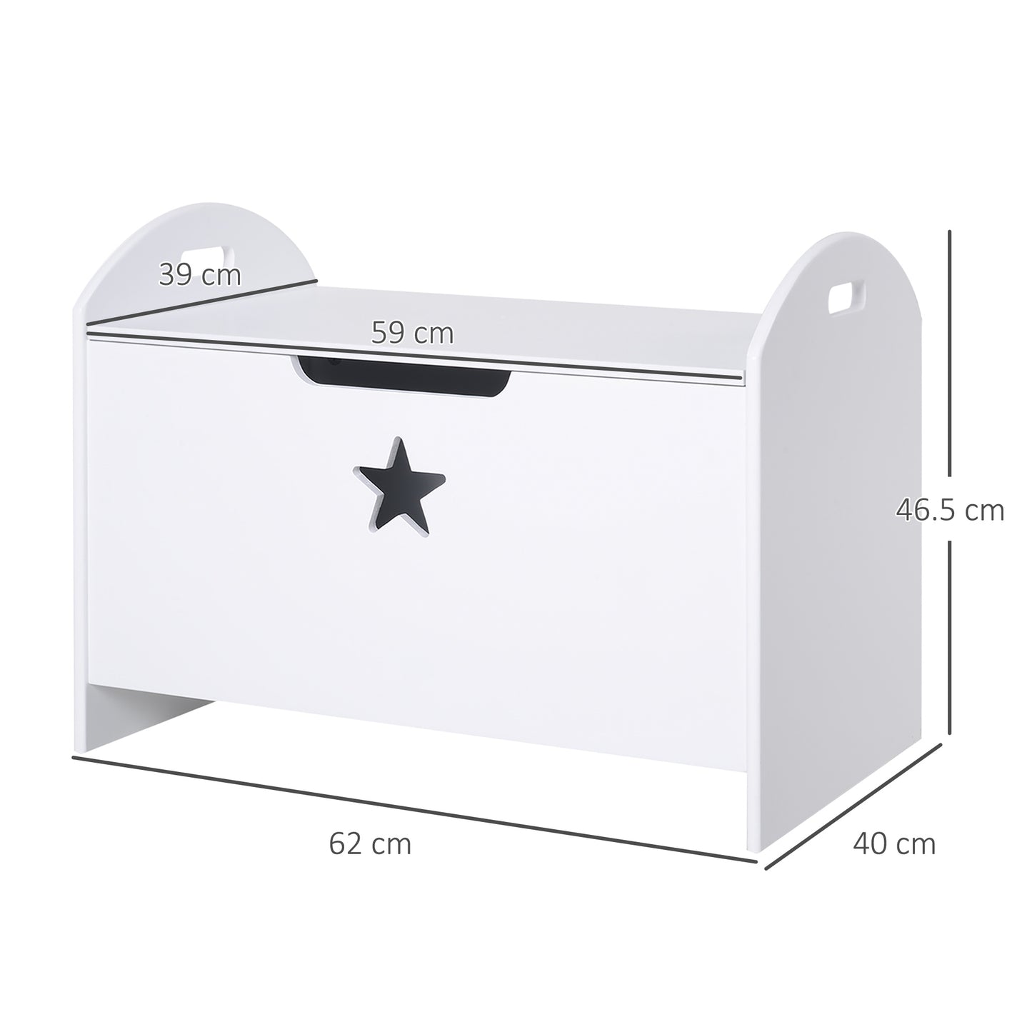 Kids Wooden Toy Box Organizer Children's Toy Storage with Lid Safety Hinge Side Handle Playroom Furniture White