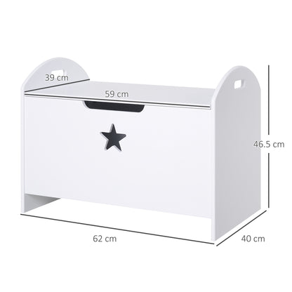 Kids Wooden Toy Box Organizer Children's Toy Storage with Lid Safety Hinge Side Handle Playroom Furniture White