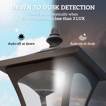 1.2m Solar Powered Outdoor Lamp Post - Black