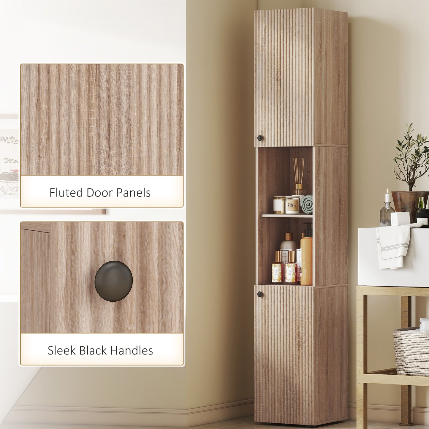 6-Tier Tall Bathroom Cabinet - Natural