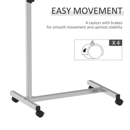 Height Adjustable Over Bed Table with Wheels, C Shaped Laptop Desk, Portable Hospital Bed Table for Living Room, Bedroom