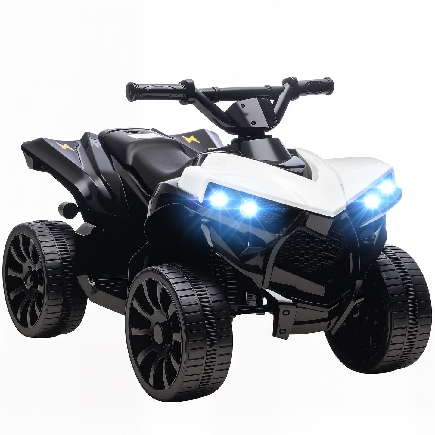 6V Kids ATV, 4 Wheeler Electric Ride on Car with Music and LED Headlights, for Ages 18-56 Months Boys and Girls, White