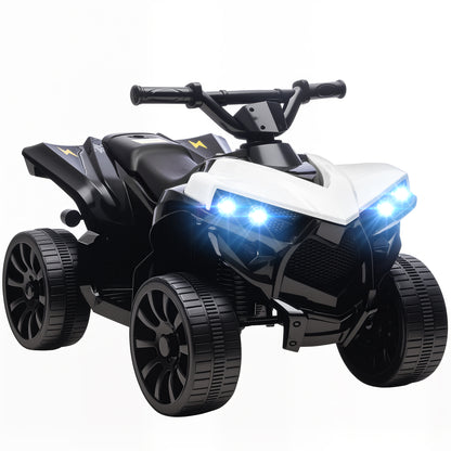 6V Kids ATV, 4 Wheeler Electric Ride on Car with Music and LED Headlights, for Ages 18-56 Months Boys and Girls, White