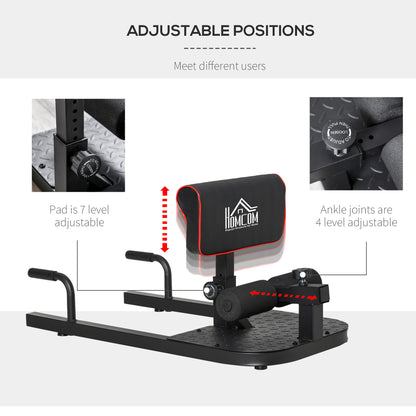 Squat Machine with Push Up Stand, Padded Hip Thrust Bench with Adjustable Cushion for Home Gym Work Out, Black