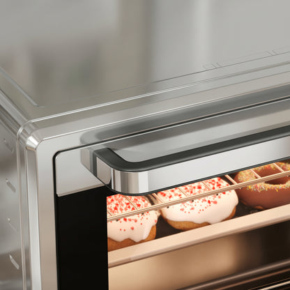 21L Mini Countertop Oven, 100°C-230°C Adjustable Temp - Silver Tone