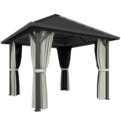 3 x 3(m) Hardtop Gazebo with Galvanised Steel Roof and Water Gutter, Waterproof Permanent Pavilion Garden Gazebo