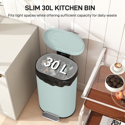 30 L Modern Curved Kitchen Bin - Green