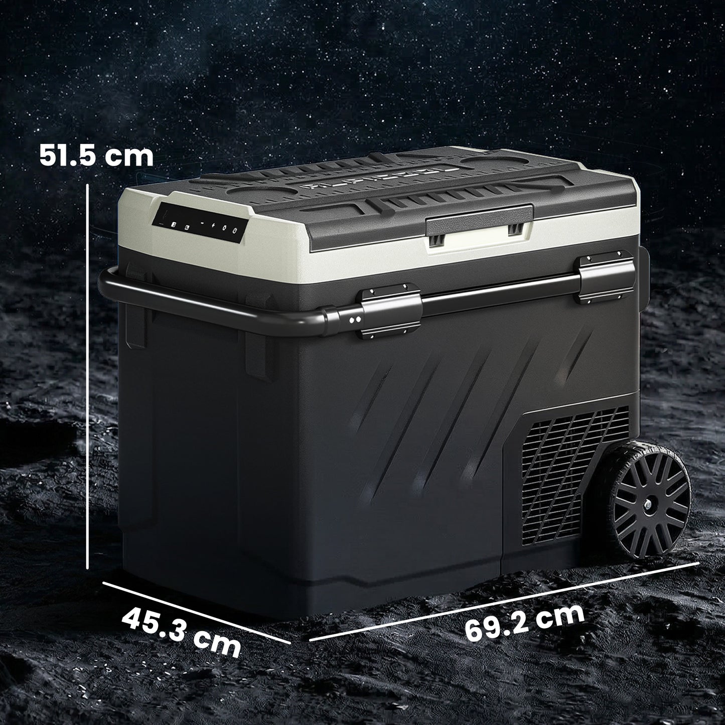 49L Compressor Car Fridge Freezer, Dual Zone Camping Refrigerator with App Control, Telescopic Handle, -20℃-20℃
