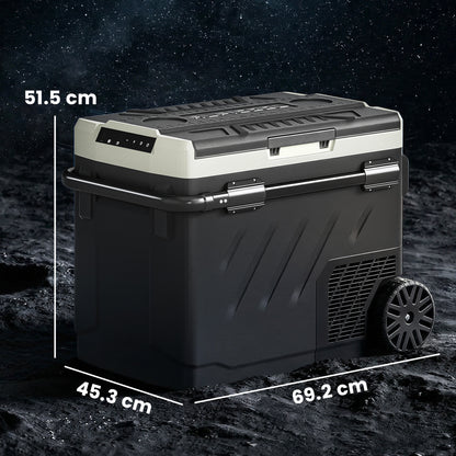 49L Compressor Car Fridge Freezer, Dual Zone Camping Refrigerator with App Control, Telescopic Handle, -20℃-20℃