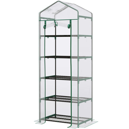 5 Tier Mini Greenhouse, Small Walk-in Greenhouse with Reinforced Plastic Cover