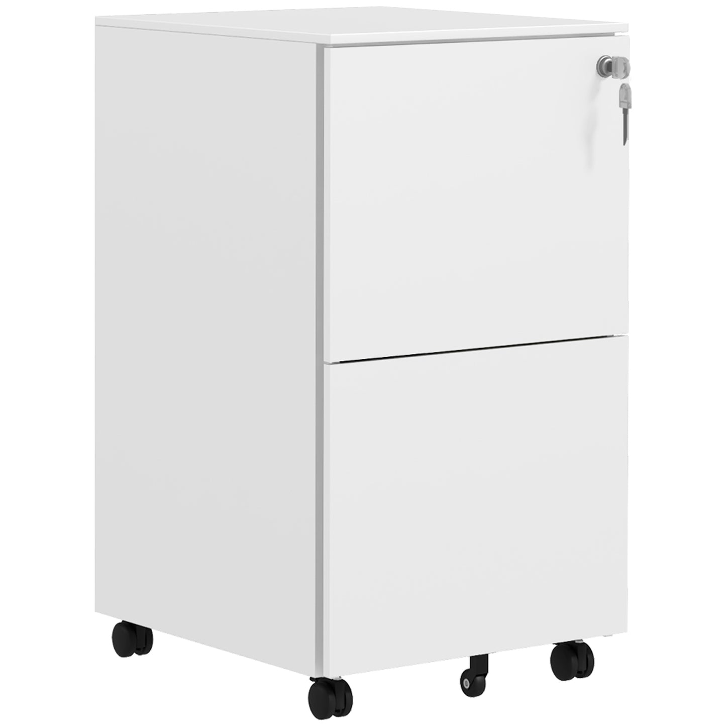 2-Drawer Filing Cabinet with Lock and 5 Wheels, Steel Mobile File Cabinet, for A4, Legal and Letter Size, Pre-Assembled Body