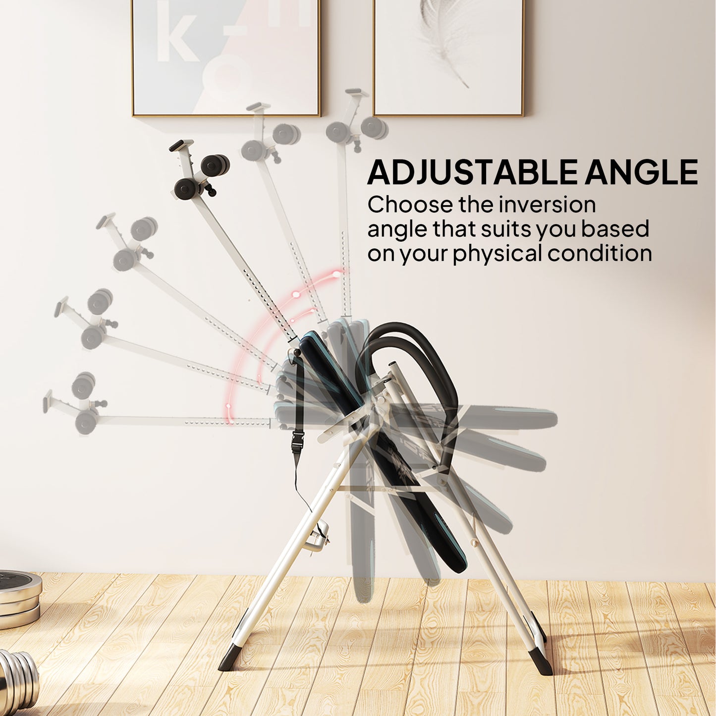 Foldable Gravity Inversion Table Back Therapy Home Fitness Bench Black