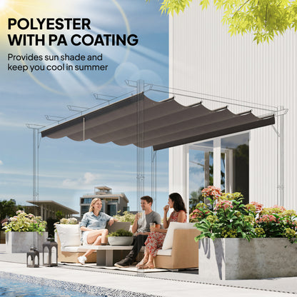 Retractable Pergola Cover, 3.5 x 2.6 m Replacement Canopy Fabric for 4 x 3 m Frame, Roof Top Only, Light Grey