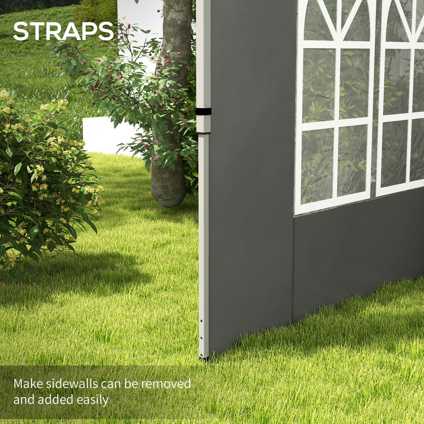 Gazebo Side Panels, Sides Replacement with Window for 3x3(m) or 3x4m Pop Up Gazebo, 2 Pack, Dark Grey