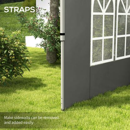 Gazebo Side Panels, Sides Replacement with Window for 3x3(m) or 3x4m Pop Up Gazebo, 2 Pack, Dark Grey