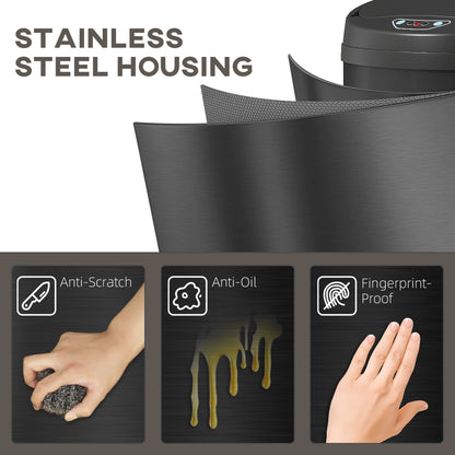 30L Stainless Steel Sensor Bin - Black