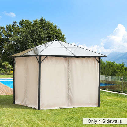 Replacement Gazebo Curtains, 4-Panel Gazebo Side Panels Only, for 3 x 3 (M) Gazebos or Pergolas, Hooks/C-Rings Included