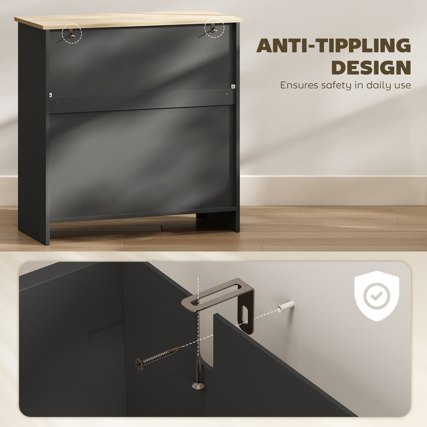 Sideboard Storage Cabinet, Modern Kitchen Cupboard with Adjustable Shelf, Drawer and Double Doors, Black