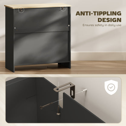 Sideboard Storage Cabinet, Modern Kitchen Cupboard with Adjustable Shelf, Drawer and Double Doors, Black