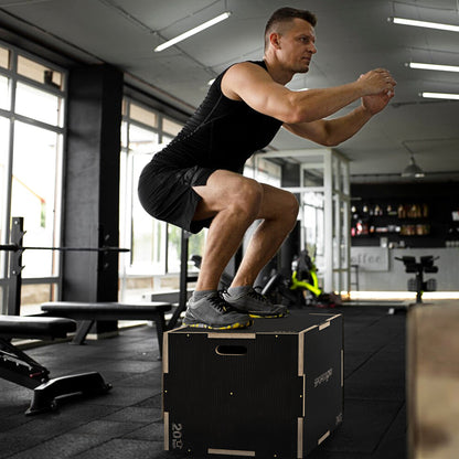 Multi-Faceted Jump Box, Wooden Step Up Box, for Home, Gym, Exercise, 51/61/76cm- Black