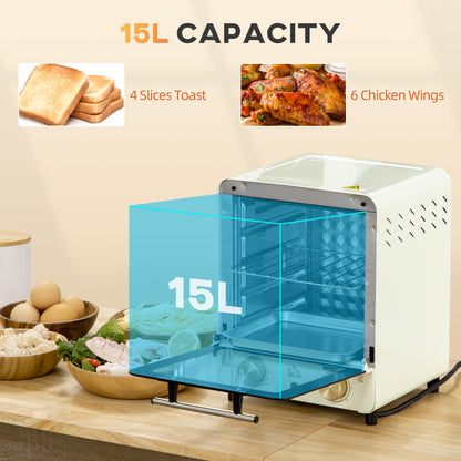 Mini Oven, 15 Litres Electric Oven and Grill with 60-230℃ Adjustable Temperature, 60 Minute Timer, Include Baking Tray