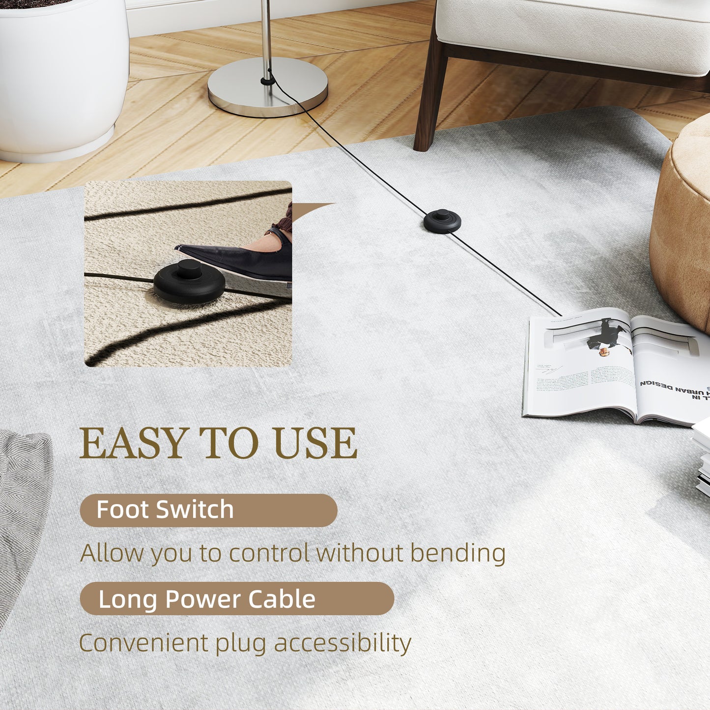 3-Light Tree Floor Lamps for Living Room, Modern Standing Lamp for Bedroom with Globe Lampshade